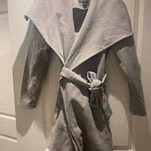 Grey 3/4 jacket with belt